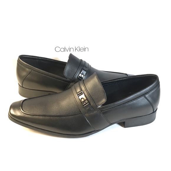 calvin klein bartley diamond leather loafers
